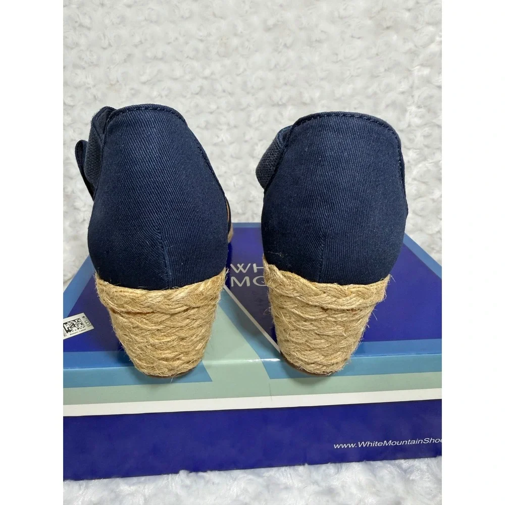 White Mountain Hudlin Navy Blue Espadrille Wedge Sandals W29208-476 Women 9 NEW